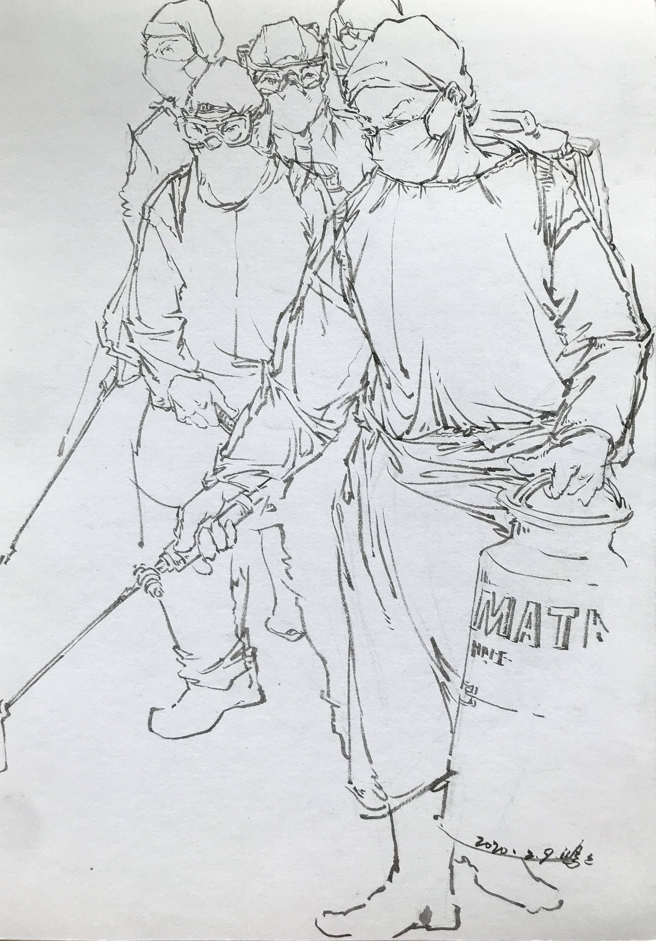 速写组画《致敬平凡》（之三） 李鸿雄  广州市美术中学.jpg