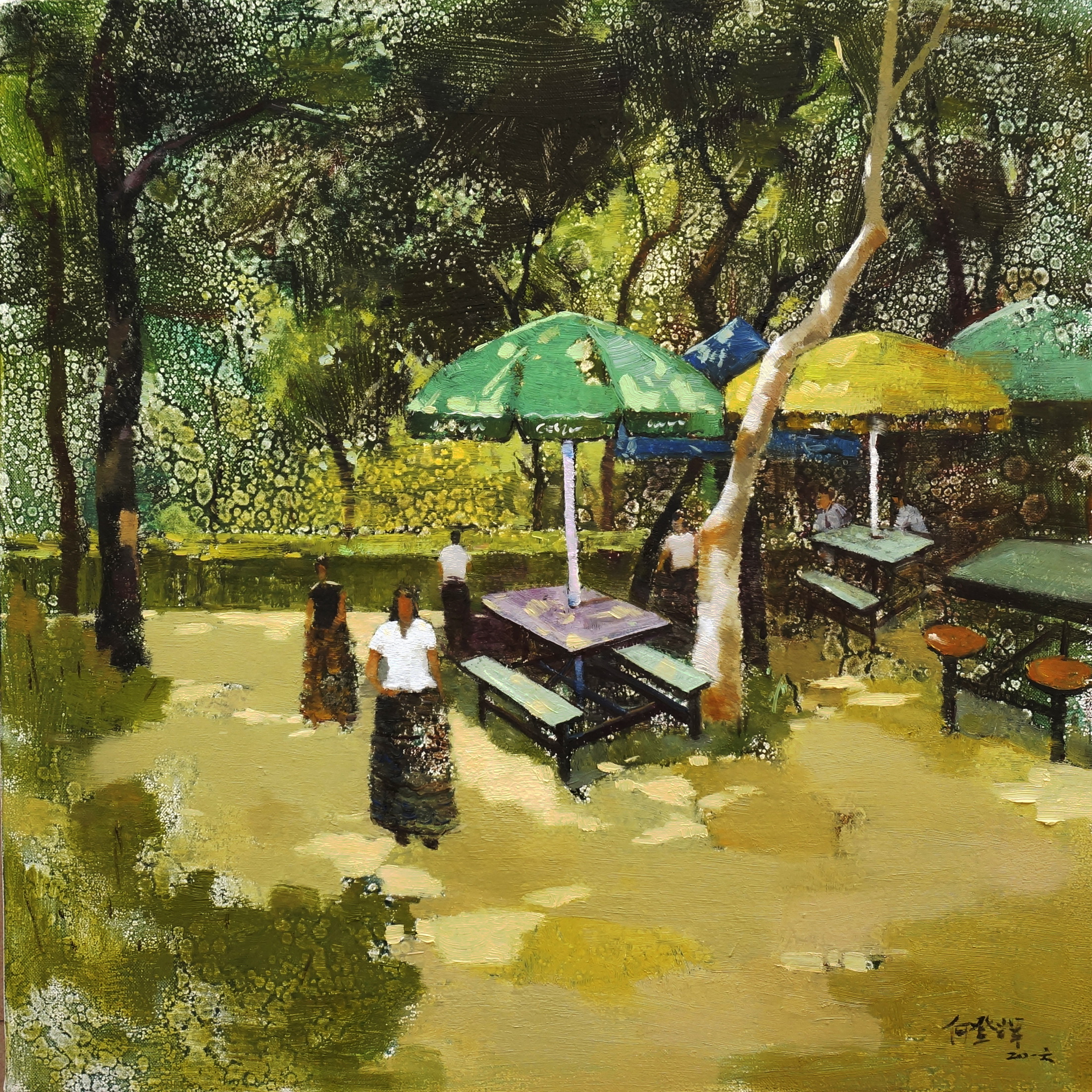 公园里散步的人-油画-60-60cm，2016年_调整大小.jpg
