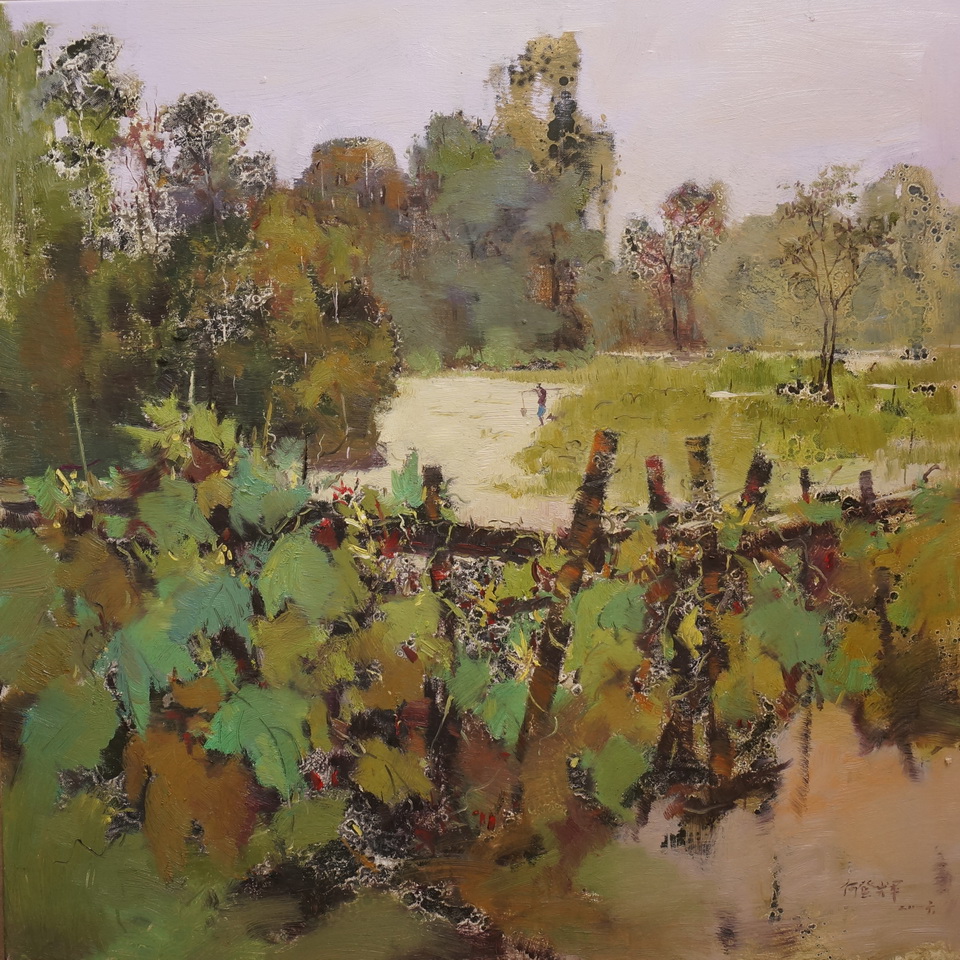 篱笆外的小道，布面油画，80-80cm，2016年_调整大小.jpg